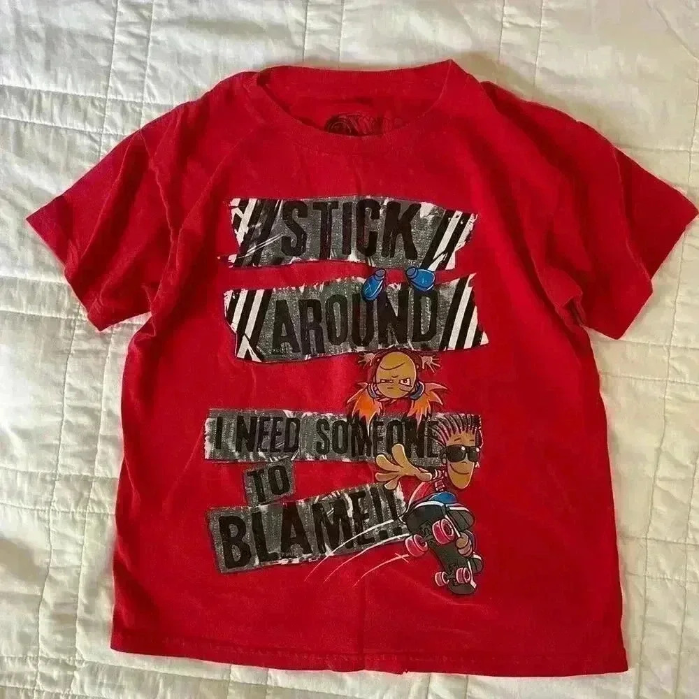 Y2k hybrid tees skater red short sleeve t shirt youth 6 streetwear slogan